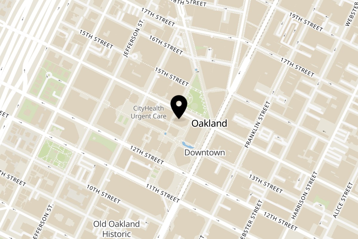 Map showing the location of C&c mun-cheeze pizza Marhabah Cafe on 475 14th St Suite 110 in Oakland